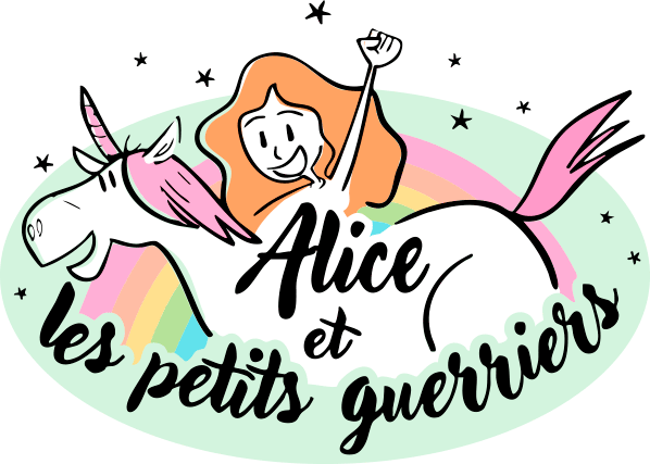 logo Alice et les petits guerriers avec fond vert